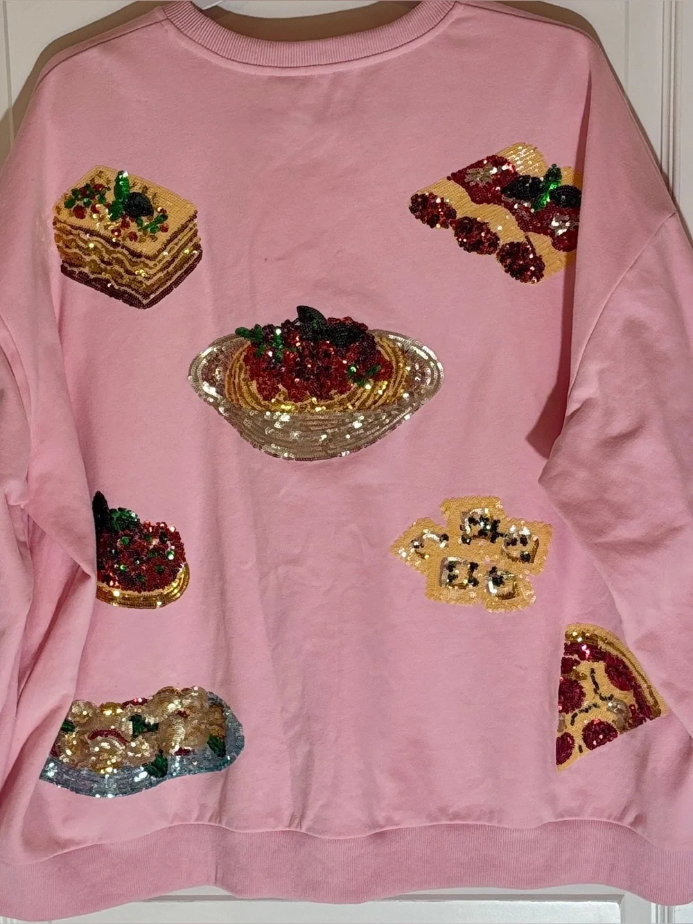 Queen of Sparkles Queen of Carbs XL Pizza Pasta Wine Sweatshirt - Picture 6 of 10